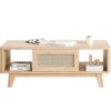 Okak Mid Century 2-Tier Wooden Coffee Table with Storage Rattan Drawer & Open Shelf,Farmhouse Tea Table Center Table for Living Room,Bedroom - 2 of 4