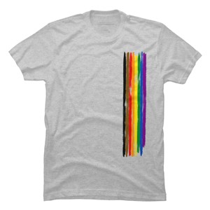 Adult Design By Humans Pride Rainbow Vertical Stripe By alphalezbean T-Shirt - 1 of 2