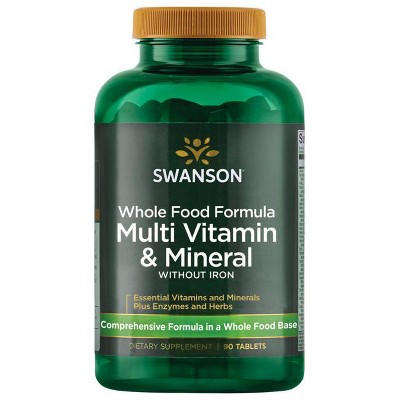 Swanson Whole Foods Formula Multivitamin and Mineral Without Iron Tablets, 90 Count