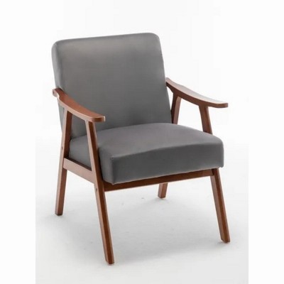 Accent Chair with Velvet Upholstery and Solid Wood Frame