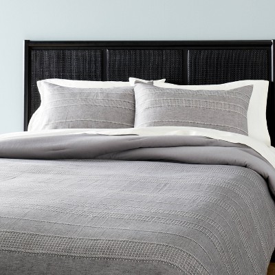 3pc Full/Queen Pickstich Stripe Comforter Bedding Set Railroad Gray - Hearth & Hand™ with Magnolia