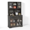 Gymojoy Kitchen Pantry Cabinet with Wine Glass Holder Microwave Stand Shelves for Dinning Room - 4 of 4