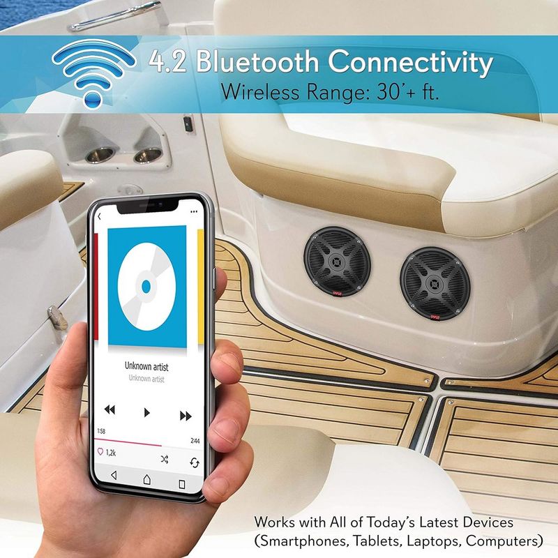 Pyle 6.5 Inch Bluetooth Marine Speakers - Black, 4 of 10