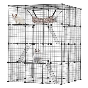 VEVOR Large 4-tier Cat Cage, 41 x 41 x 55", Detachable Metal Wire Cat Enclosure, with 4 Front Doors Hammock Ramp ladders, Indoor & Outdoor Crate - 1 of 4