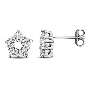 CREATED FOREVER | Sterling Silver 1 1/10 CT TW Lab-Grown Diamond Open Star Stud Earrings - 1 of 4