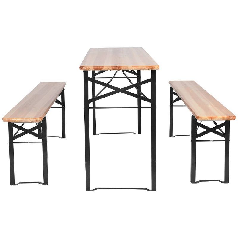 3pc Outdoor Folding Wooden Picnic Table Set - WELLFOR, 4 of 16