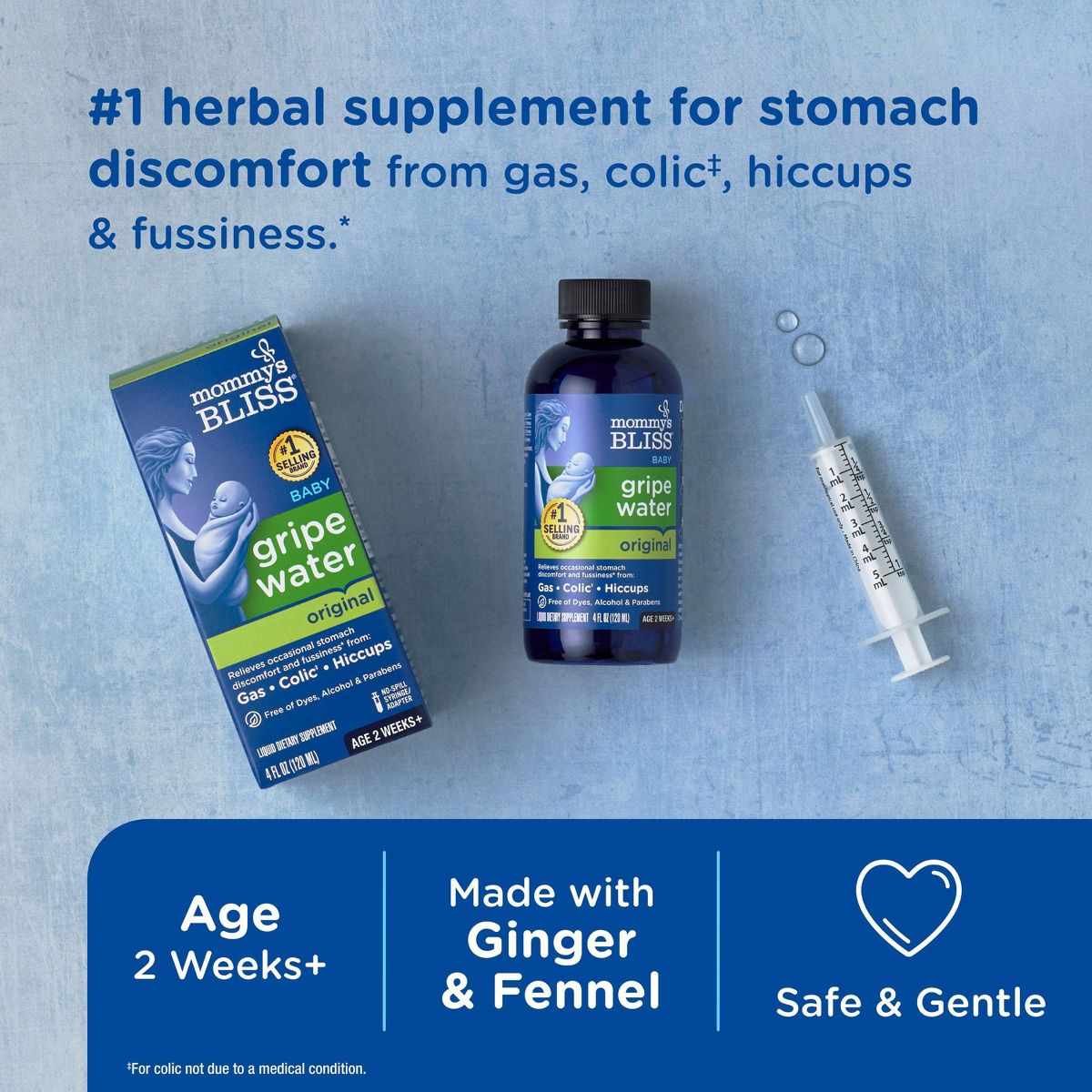Mommy's Bliss Gripe Water for Babies with Gas, Colic or Stomach Discomfort - 4 fl oz - thumbnail 2