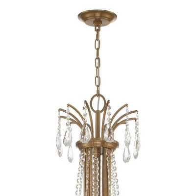 Aged Brass 12-Light Chandelier with Hand Cut Crystal