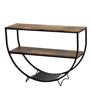 GlasFlength Console Tables Rustic Industrial Demilune Table with Metal Shelf Elegant Design for Living Room Entryway, Brown, 48"*14.9"*34.1" - 1 of 4