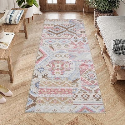 Area Rug Living Room Rug Non Slip Washable Rugs for Bedroom  Geometric Aesthetic Carpet Stain-Resistant Foldable Thin Floor Cover