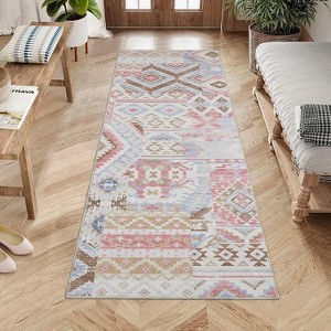 Area Rug Living Room Rug Non Slip Washable Rugs for Bedroom  Geometric Aesthetic Carpet Stain-Resistant Foldable Thin Floor Cover - 1 of 4