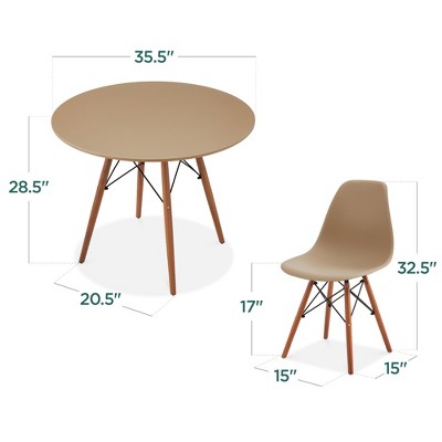 Beige and Walnut Mid-Century Modern 5-Piece Dining Set