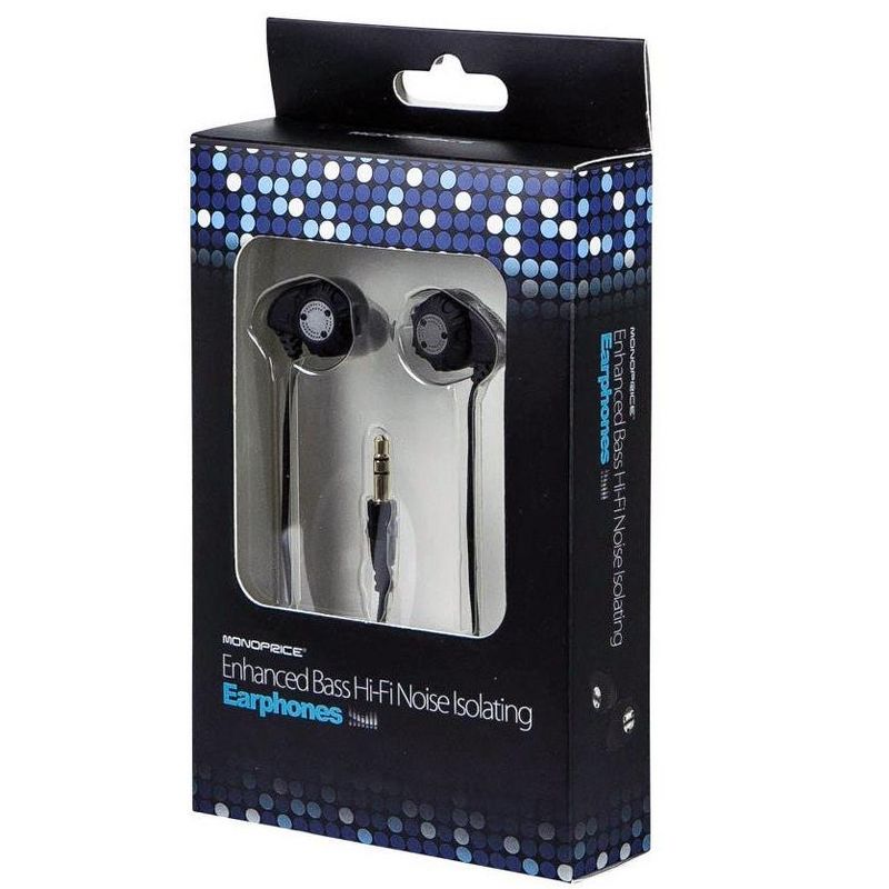 Monoprice Enhanced Bass Hi-Fi Noise Isolating Earbuds Headphones - Black, Gold-Plated 3.5mm Stereo Plug, 4 of 7