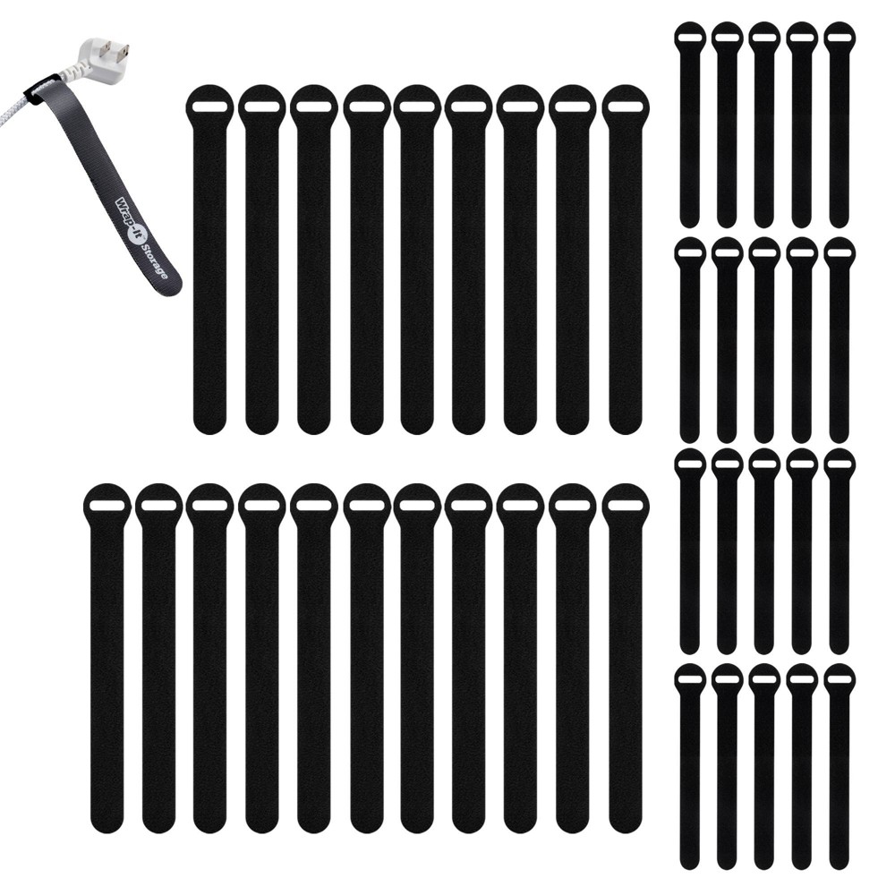 Wrap-It 40pk 5" and 8" Storage Self-Gripping Cable Ties Black