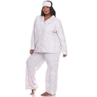Women's Plus Size Three-Piece Pajama Set - White Mark