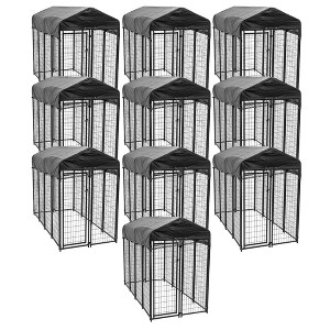 Lucky Dog 8ft x 4ft x 6ft Large Outdoor Dog Kennel Playpen Crate with Heavy Duty Welded Wire Frame and Waterproof Canopy Cover, Black (10 Pack) - 1 of 4
