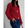 Womens Sweater Cardigan Long Sleeve Round Neck Button Front Casual Cardigan Sweater Tops - 2 of 3