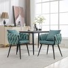 Modern Velvet Dining Chairs Set of 2 with Hand Weaving,Accent Chairs Living Room Chairs Upholstered Side Chair with Black Metal Legs-Cuddlewood - 4 of 4
