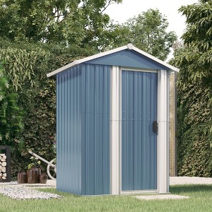 VidaXL Garden Shed Gray 49.6"x38.4"x69.7" Galvanized Steel - 1 of 4