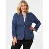 Agnes Orinda Women's Plus Size Denim Notched Lapel Color Block Stretch Blazers - 3 of 4