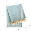 HomeRoots 59" X 71" Turquoise Cotton Plain Weave Throw Blanket with Tassels - 3 of 4