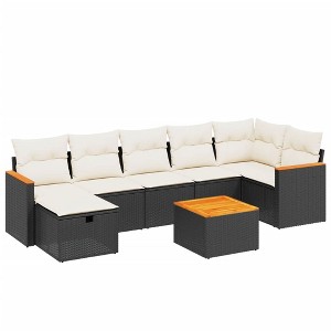 vidaXL Garden Sofa Set Black, Cream White - 1 of 4