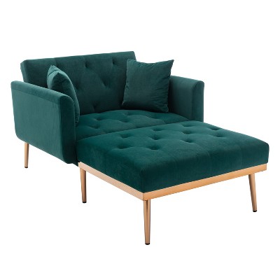 NicBex Velvet Accent Chair with 3-position Adjustable Backrest Lounge Recliner Sofa Chair with 2 Soft Cushion for Bedroom,Living Room