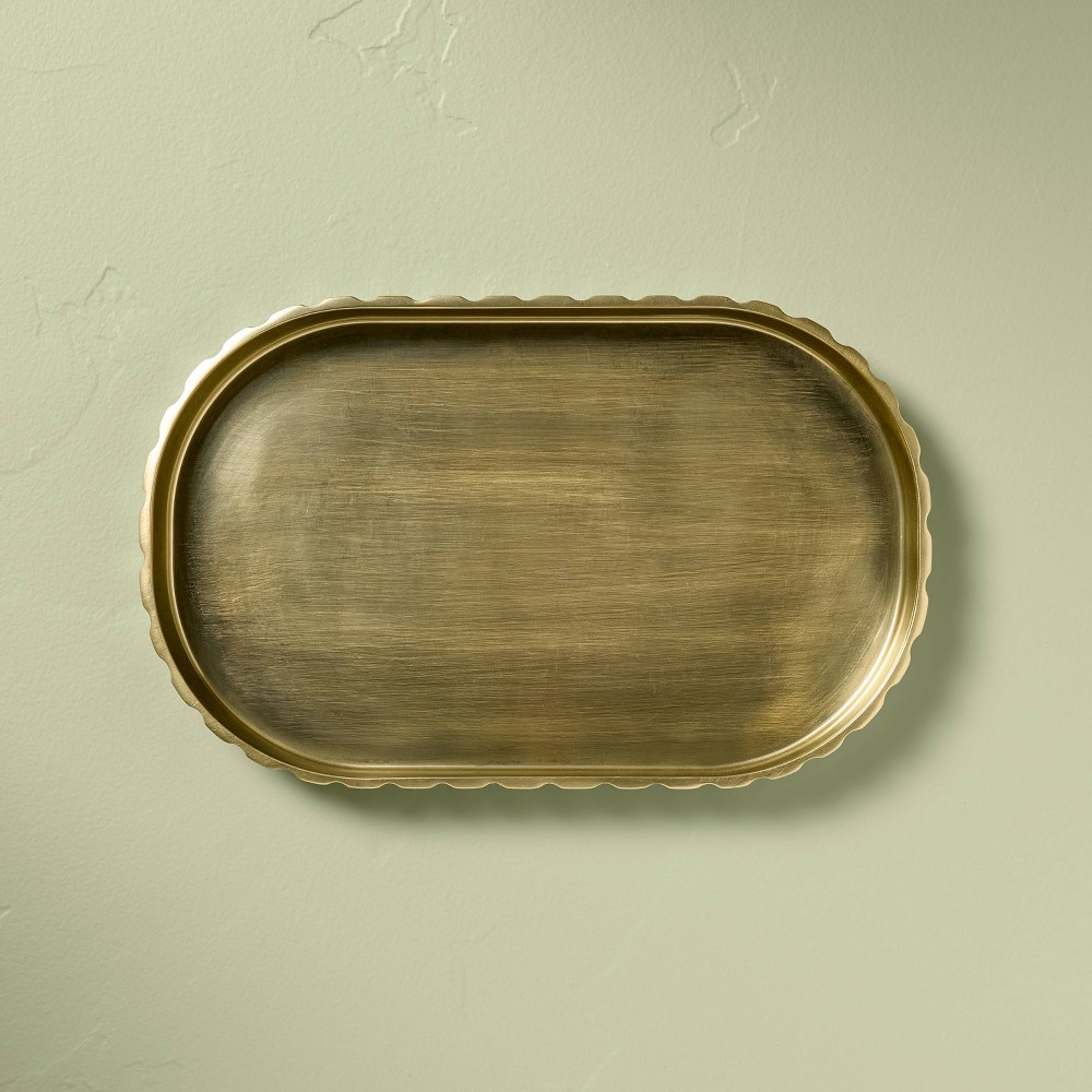 Fluted Antique Brass Finish Decorative Tray - Hearth & Hand™ with Magnolia