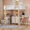 Twin Size Wood Loft Bed With Built-in Storage Cabinet and Cubes - 2 of 4
