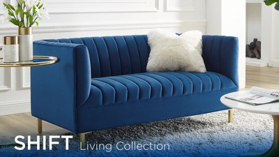 White Velvet Channel Tufted Barrel Accent Chair