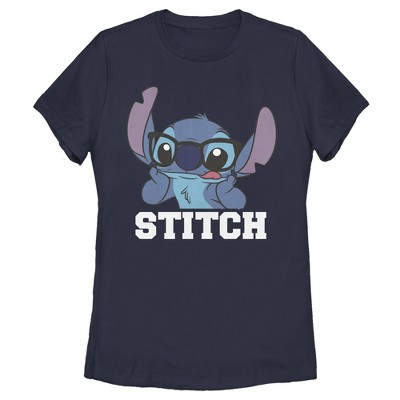 Women's Lilo & Stitch With Silly Black Glasses, Reading Time T-shirt ...