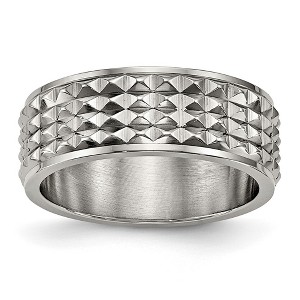 Black Bow Jewelry 8mm Titanium Polished Studded Ridged Edge Standard Fit Band - 1 of 4