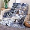 1-Pack Winter Wonderland Fluffy Blanket, Cozy Snowy Cabin Scene with Snow, Covered Trees & Falling Snowflakes, Christmas Gift. - 4 of 4