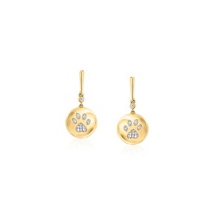 Ross-Simons 0.10 ct. t.w. Diamond Paw Print Drop Earrings in 18kt Gold Over Sterling - 1 of 3