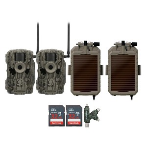 Stealth Cam (Two) Fusion MAX Dual Sim 36MP Trail Camera with Solar Battery Pack Camera Holder 32GB Memory Card and Card Reader - 1 of 4