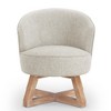 Linen Upholstered Swivel Lounge Chair with 360° Rotation and Solid Wood Cross Base, Classic Curved Back Accent Chair - 2 of 4