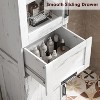Tall Bathroom Cabinet with 4 Doors & Flip Glass Drawer, Storage Cabinet with Adjustable Shelves, Freestanding Organizer for Kitchen, Pantry, Gray - 4 of 4