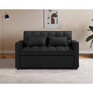 RISOKEYS Pull Out Couch Bed - 3 in 1 Convertible Sofa Bed, Wear Resistant Suede Fabric Sleeper Chair Bed, Lounge Sleeper Sofa for Small Space - Black - 1 of 4