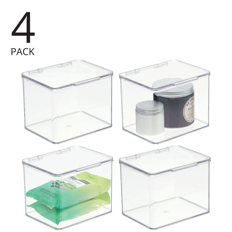 mDesign Plastic Bathroom Storage Organizer Bin Box with Hinge Lid, 2 of 10