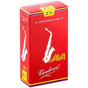 Vandoren JAVA Red Alto Saxophone Reeds Strength 2.5, Box of 10 - 1 of 4