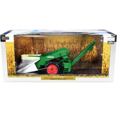 Green and Silver Diecast Oliver Super 88 Tractor with Corn Picker, 1:16 Scale