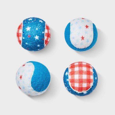 Americana Tennis Balls Dog Toy - Sun Squad™ White/Red/Blue 4pk