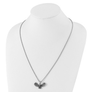 Chisel Stainless Steel Antiqued and Polished Flying Owl Pendant on a 24" Box Chain Necklace - 1 of 3