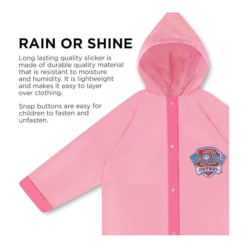 Paw Patrol Girl’s Raincoat and Umbrella Set, Kids Ages 2-7 (Light Pink), 3 of 8