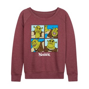 Women's Shrek Lightweight French Terry Wide Neck Long Sleeve Graphic ...