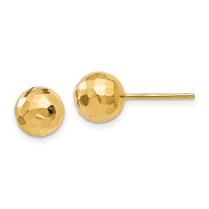 Black Bow Jewelry 8mm Polished Faceted Ball Post Earrings in 14k Yellow Gold - 1 of 4
