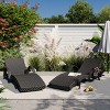 Set Of 2 Outdoor Wicker Chaise Lounge Chairs With Adjustable Backrest,Patio Rattan Reclining Chair With Pull-out Side Table -Maison Boucle - 3 of 4