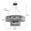 LLHZSY 2-Tiers  8+4 Lights Crystal Pendant Chandelier for Dinning Room Living Room-26" - Black - 3 of 4