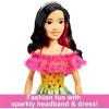 Barbie Large Doll with Black Hair, 28 Inches Tall, Rainbow Dress and Styling Accessories Including Shooting Star Handbag - 3 of 4