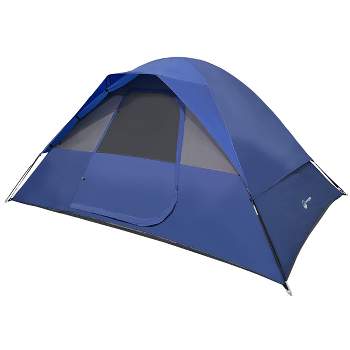 Wakeman Outdoors 5 Person Camping Dome Tent, Blue